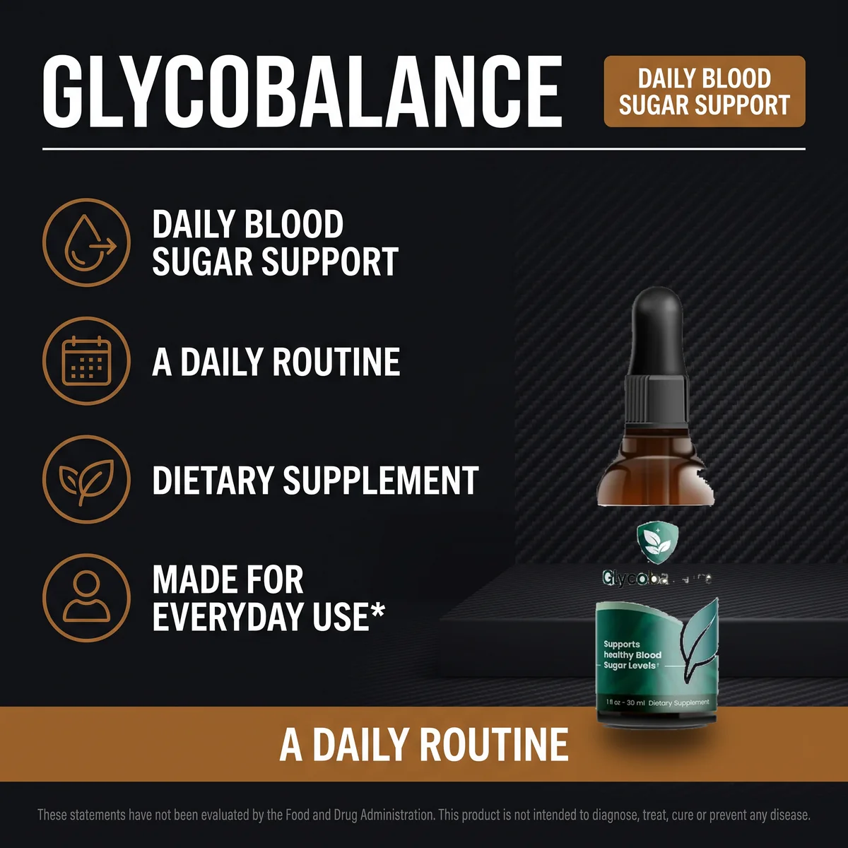 GlycoBalance daily blood sugar support drops, a simple once-daily dietary supplement