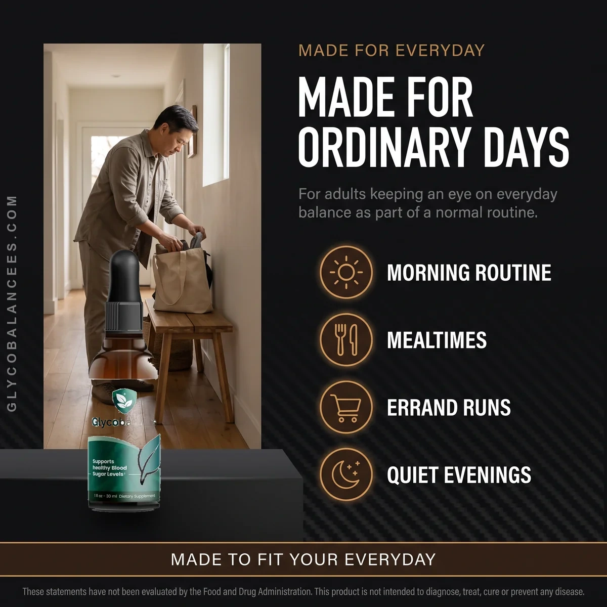 Who GlycoBalance is for: adults keeping an eye on everyday balance through mornings, mealtimes and errands